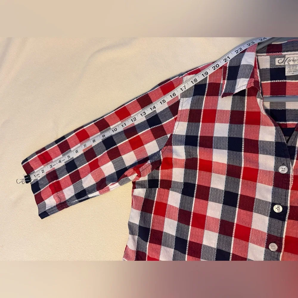 Red/Blue/White Plaid Button-Up Women’s Top sz 1X - Picture 11 of 14
